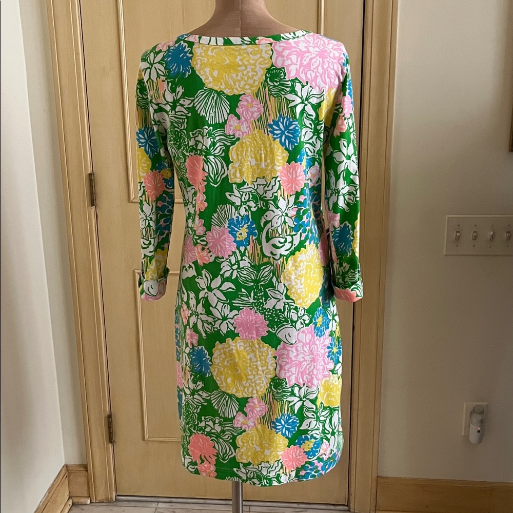 LILLY PULITZER "Palmetto Hibiscus" Palm Beach Preppy Summer Pima Cotton Dress L - Picture 4 of 16